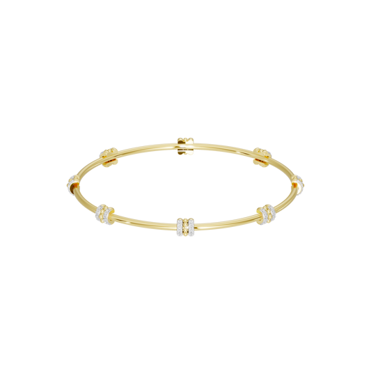 Yellow gold vermeil lab diamond bangle with central pavé diamond stations
