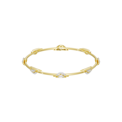 Yellow gold vermeil lab diamond bangle with wave twist centerpiece, isolated