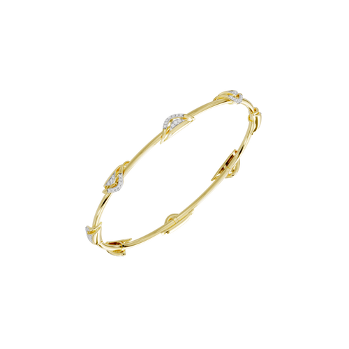 Yellow gold vermeil twist bangle with lab diamond bezel details, isolated
