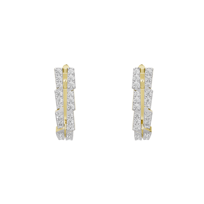 Yellow gold vermeil hoop earrings with lab diamonds in vertical pavé blocks
