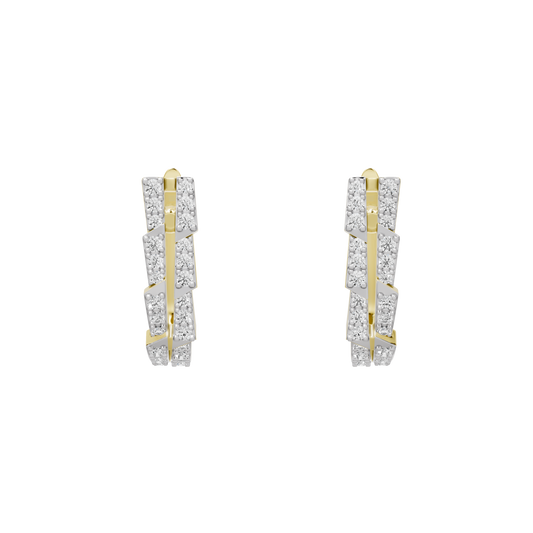Yellow gold vermeil hoop earrings with lab diamonds in vertical pavé blocks