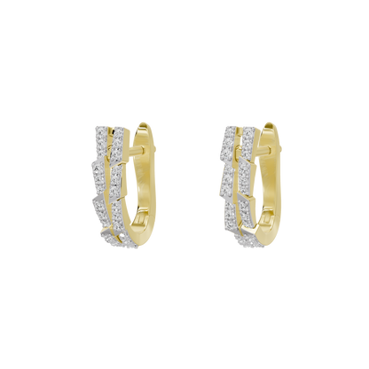 Yellow gold vermeil hoop earrings with lab diamonds, angled profile view