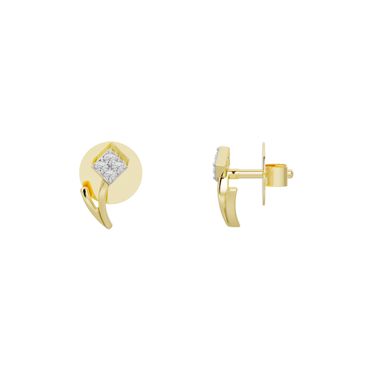 Yellow gold vermeil lab diamond stud earrings with square stone and post backing
