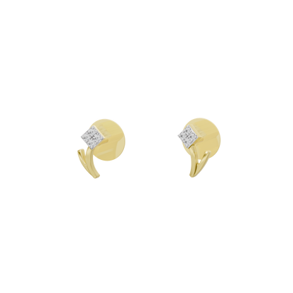 Yellow gold vermeil lab diamond earrings with square-cut stone and curved setting