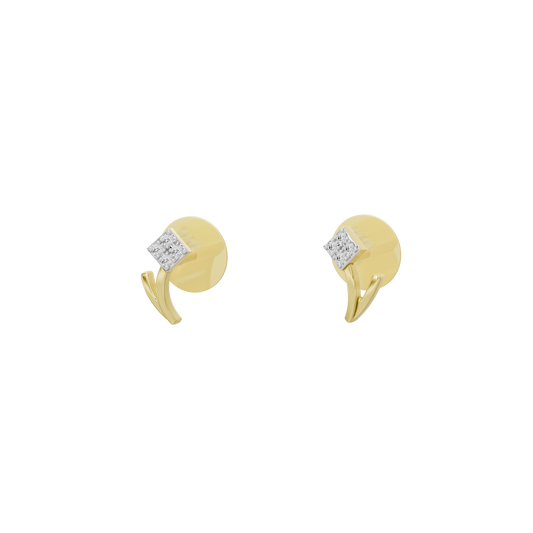Yellow gold vermeil lab diamond earrings with square-cut stone and curved setting