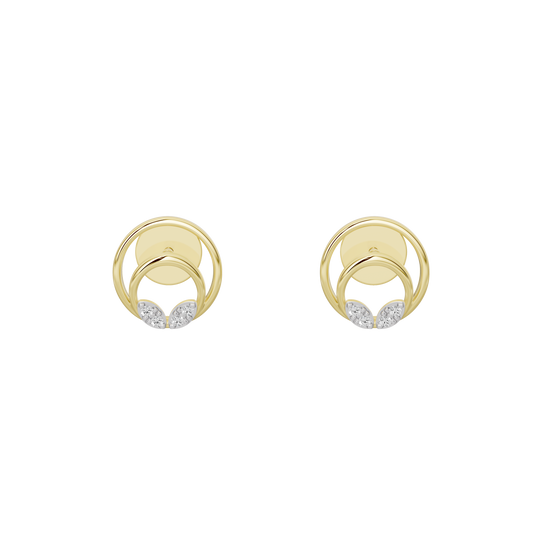 Pair of yellow gold vermeil halo lab diamond stud earrings, front view