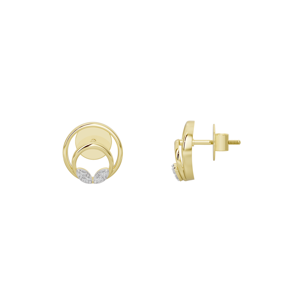 Yellow gold vermeil halo lab diamond stud earrings with circular beaded setting