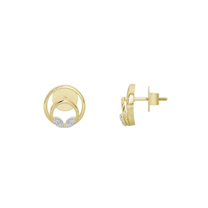 Yellow gold vermeil halo lab diamond stud earrings with circular beaded setting