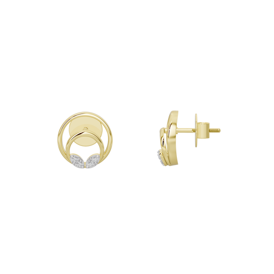 Yellow gold vermeil halo lab diamond stud earrings with circular beaded setting