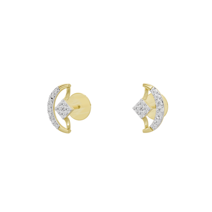 Yellow gold vermeil lab diamond earrings with round center stone and textured halo