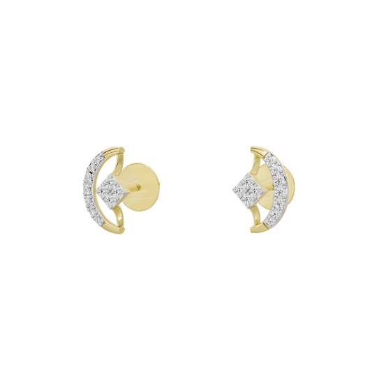 Yellow gold vermeil lab diamond earrings with round center stone and textured halo