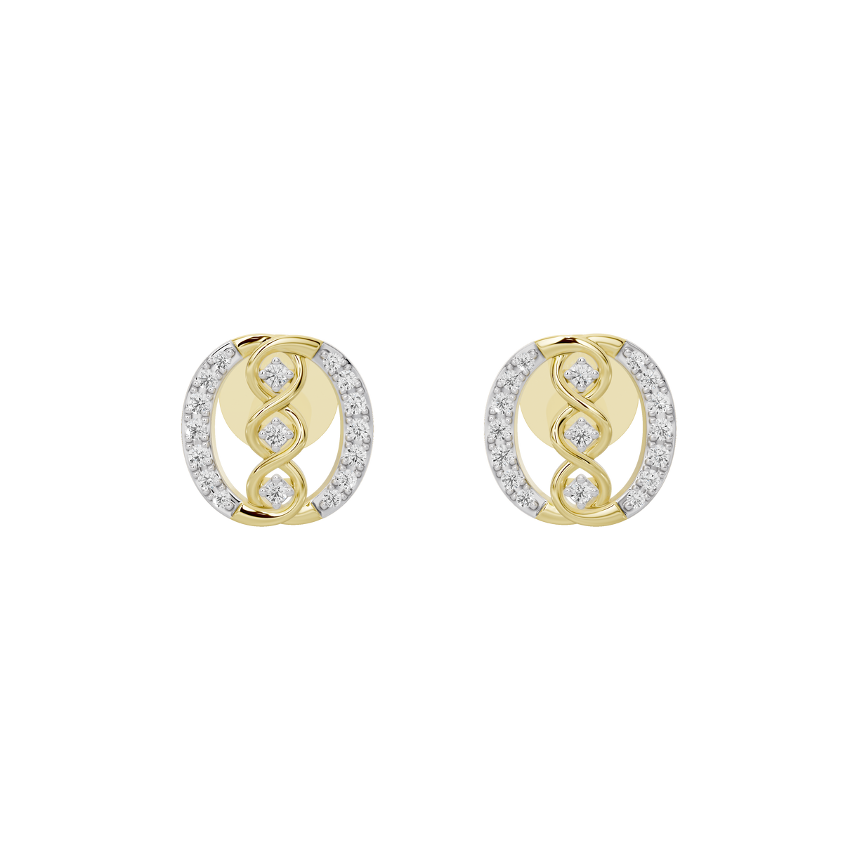Yellow gold vermeil hoop earrings with three lab diamonds in an orbit design