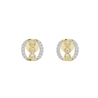 Yellow gold vermeil hoop earrings with three lab diamonds in an orbit design