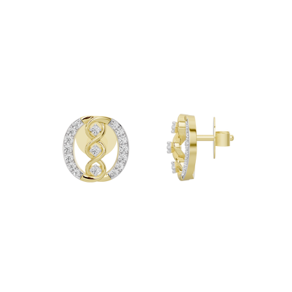 Yellow gold vermeil hoop earrings with stud back and three lab diamond accents