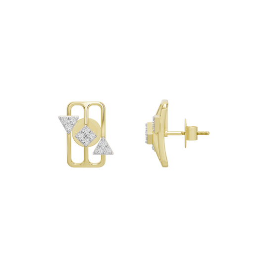 Yellow gold vermeil lab diamond stud earrings, side view with secure backing
