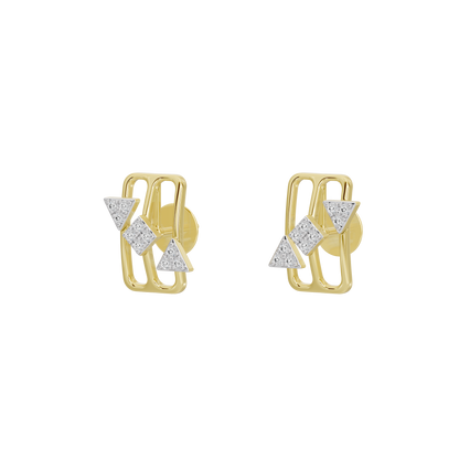 Yellow gold vermeil lab diamond stud earrings with framed diamond cluster