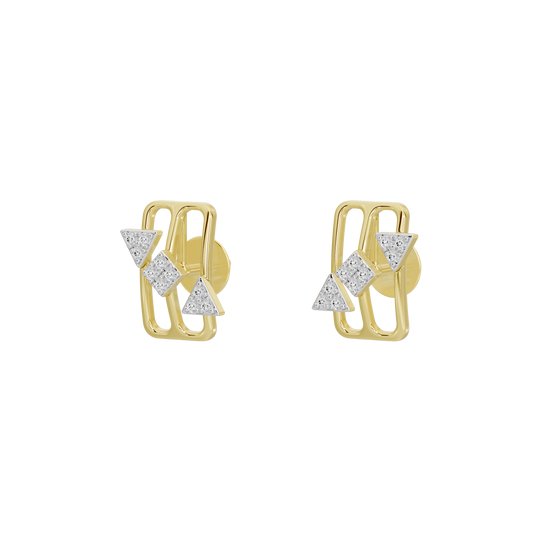 Yellow gold vermeil lab diamond stud earrings with framed diamond cluster
