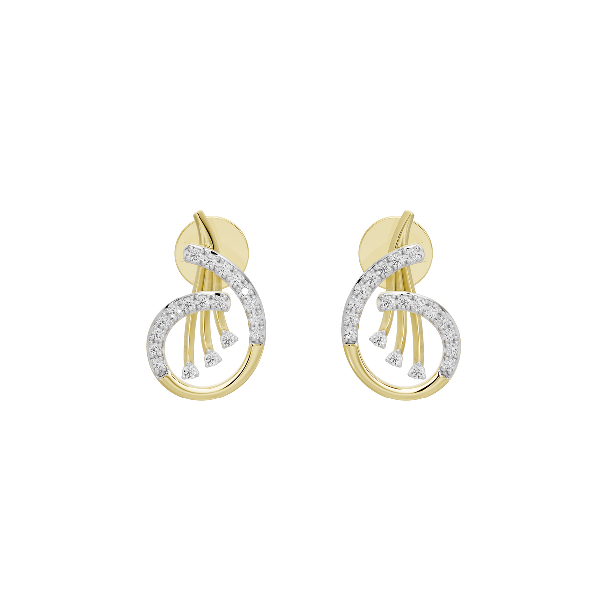 Yellow gold vermeil lab diamond hoop earrings with circular double-ring look