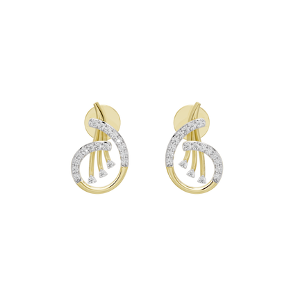 Yellow gold vermeil lab diamond hoop earrings with circular double-ring look