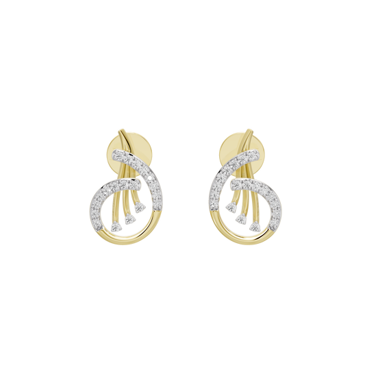 Yellow gold vermeil lab diamond hoop earrings with circular double-ring look