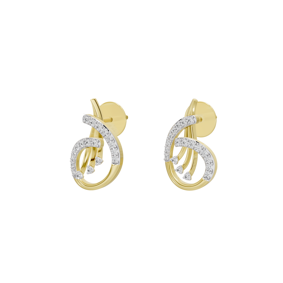 Yellow gold vermeil lab diamond hoop earrings with double-ring pavé design