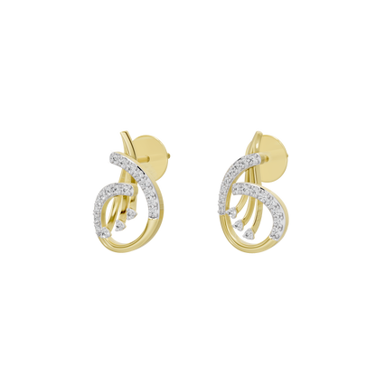 Yellow gold vermeil lab diamond hoop earrings with double-ring pavé design
