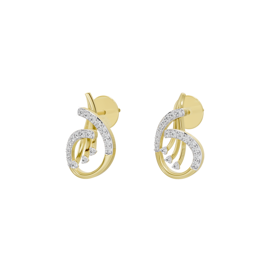Yellow gold vermeil lab diamond hoop earrings with double-ring pavé design