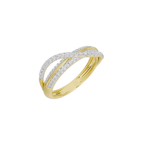 Lab diamond ring with yellow gold vermeil base and sparkling pavé top band