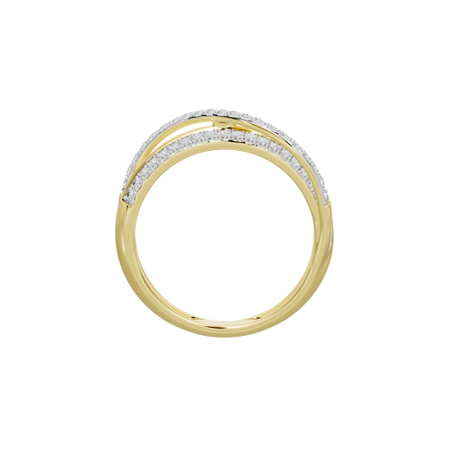 Gold-toned lab diamond ring with slim pavé strip along the top band