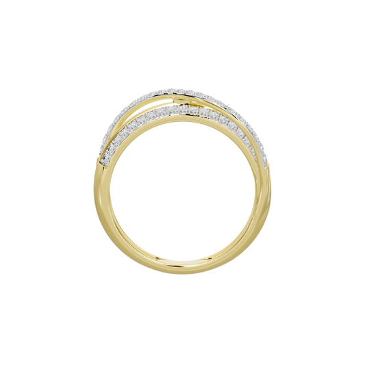 Gold-toned lab diamond ring with slim pavé strip along the top band
