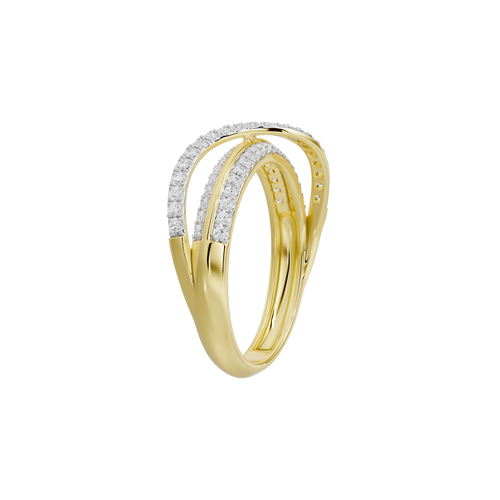Yellow gold vermeil lab diamond ring with two-tone pavé inset and gold band