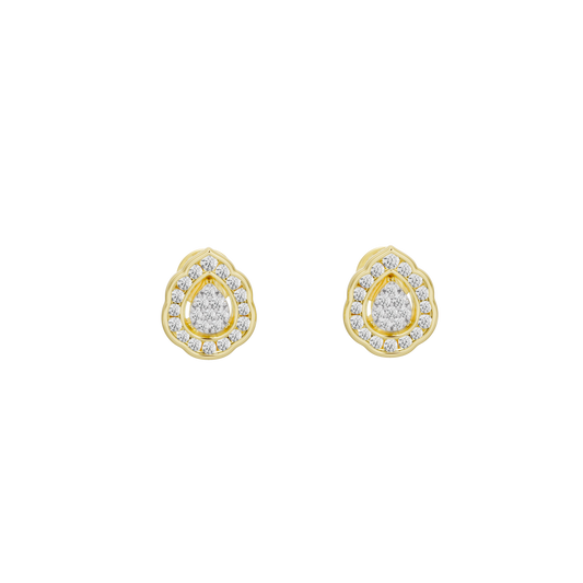Yellow gold vermeil teardrop halo stud earrings with lab diamonds