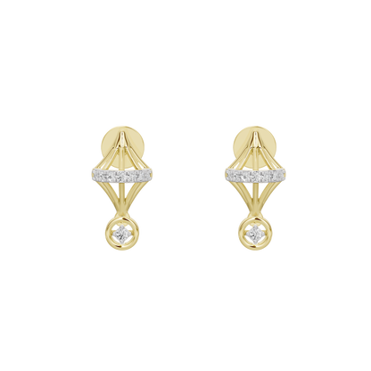 Yellow gold vermeil lab diamond charm earrings, geometric triangle and drop