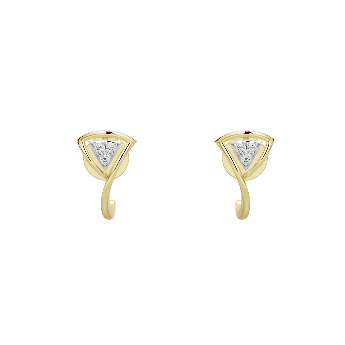 Yellow gold vermeil lab diamond drop earrings with triangular top details