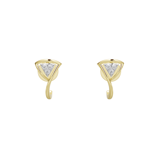 Yellow gold vermeil lab diamond drop earrings with triangular top details