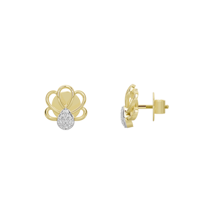 Yellow gold vermeil stud earrings with butterfly backs and round lab diamonds