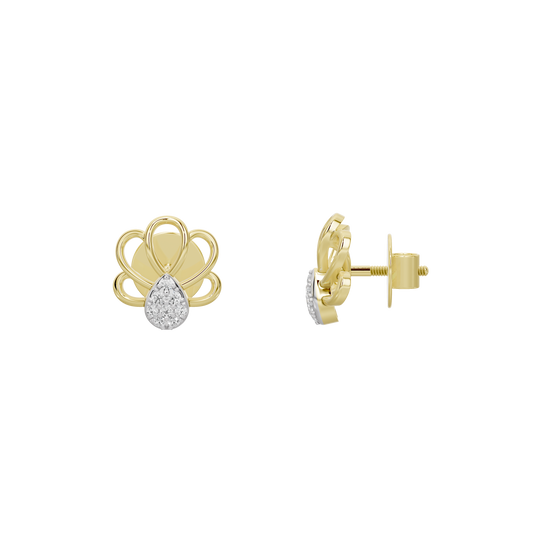 Yellow gold vermeil stud earrings with butterfly backs and round lab diamonds