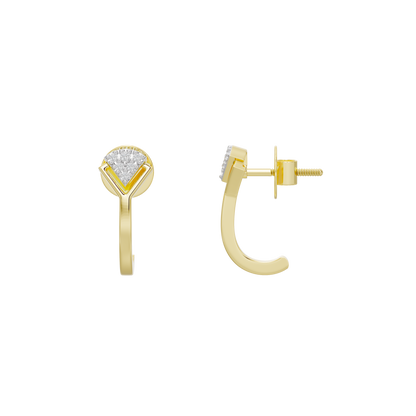 Yellow gold vermeil lab diamond teardrop stud earrings, side view with post