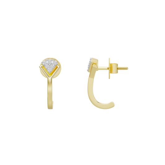 Yellow gold vermeil lab diamond teardrop stud earrings, side view with post