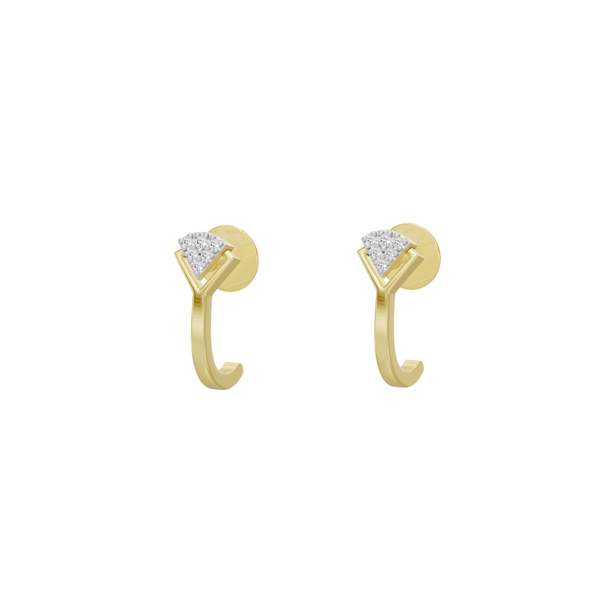 Yellow gold vermeil lab diamond teardrop stud earrings with curved back