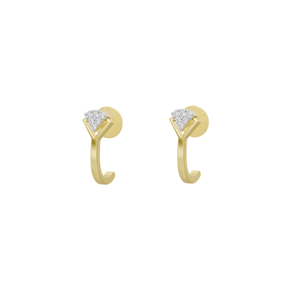 Yellow gold vermeil lab diamond teardrop stud earrings with curved back