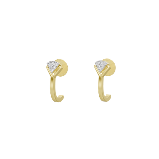 Yellow gold vermeil lab diamond teardrop stud earrings with curved back