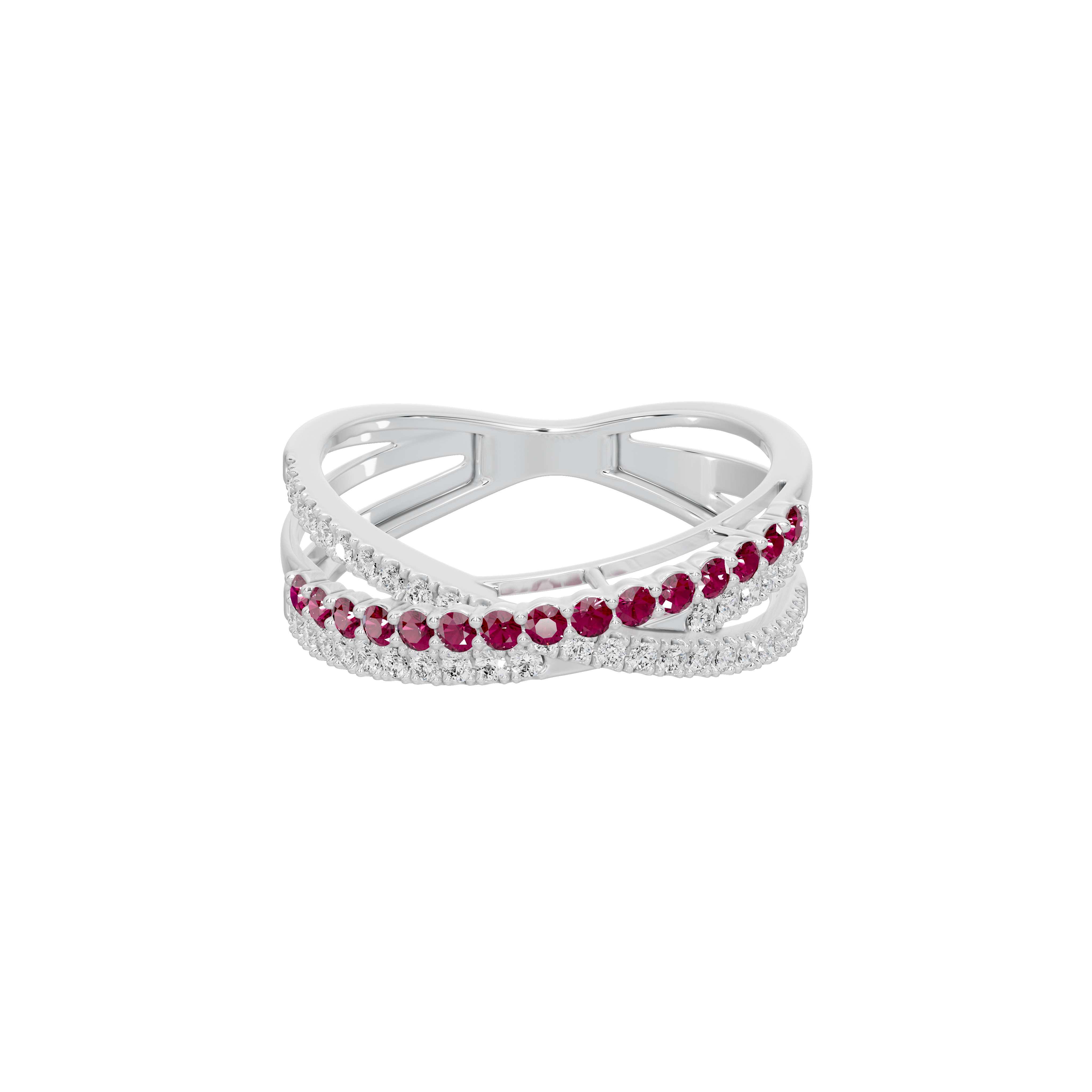 Ruby Parallel Band - Lab Diamond Ring