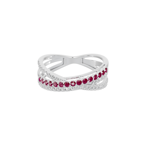 Ruby Parallel Band - Lab Diamond Ring