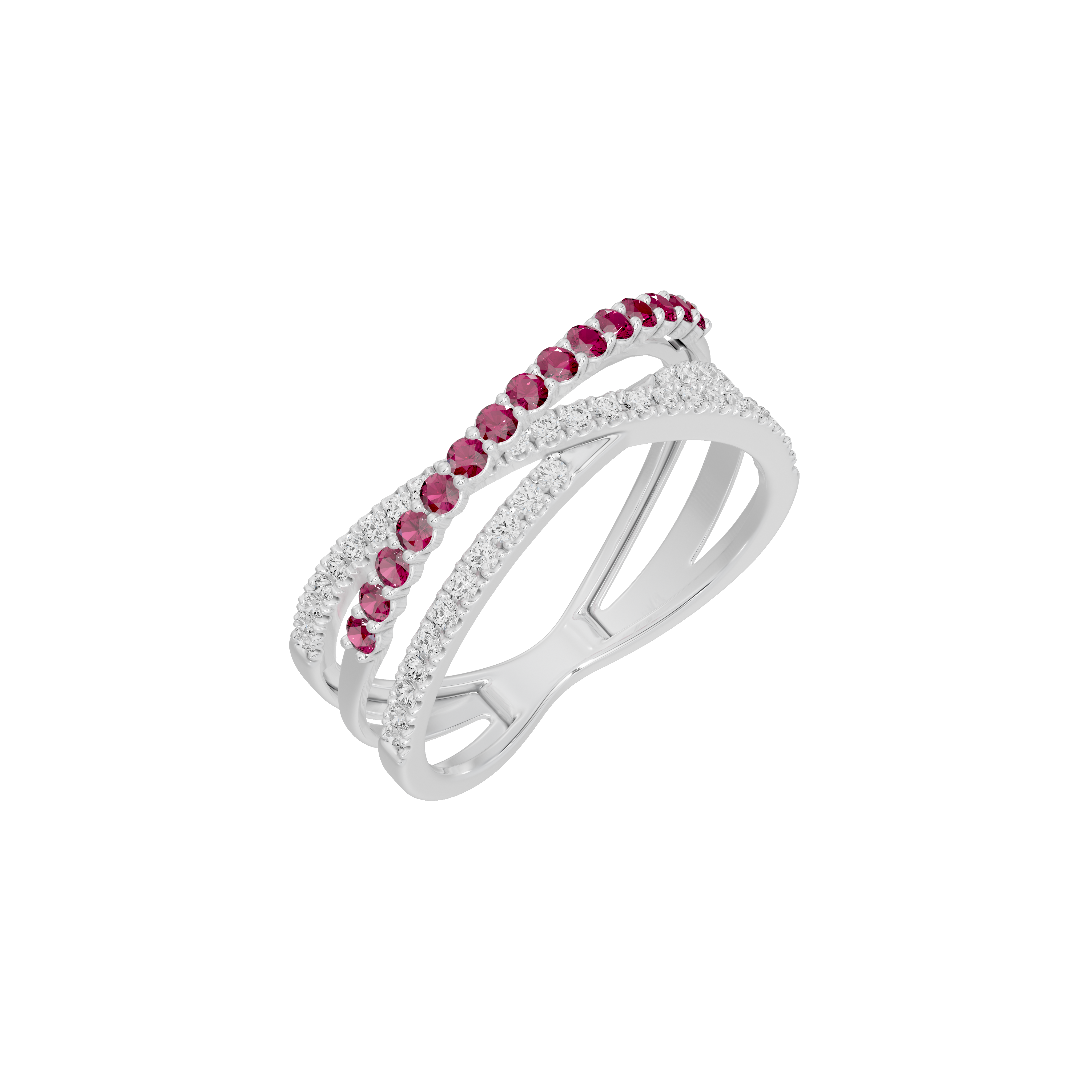 Ruby Parallel Band - Lab Diamond Ring