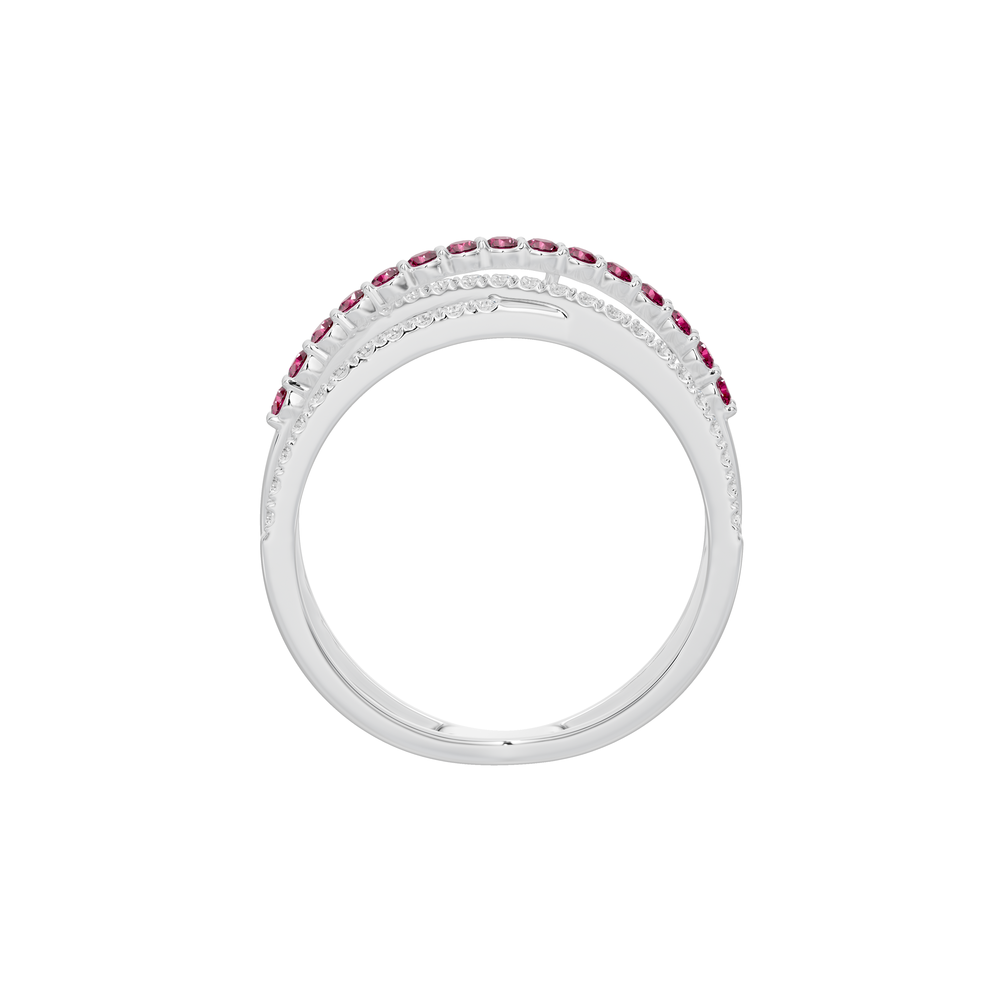 Ruby Parallel Band - Lab Diamond Ring