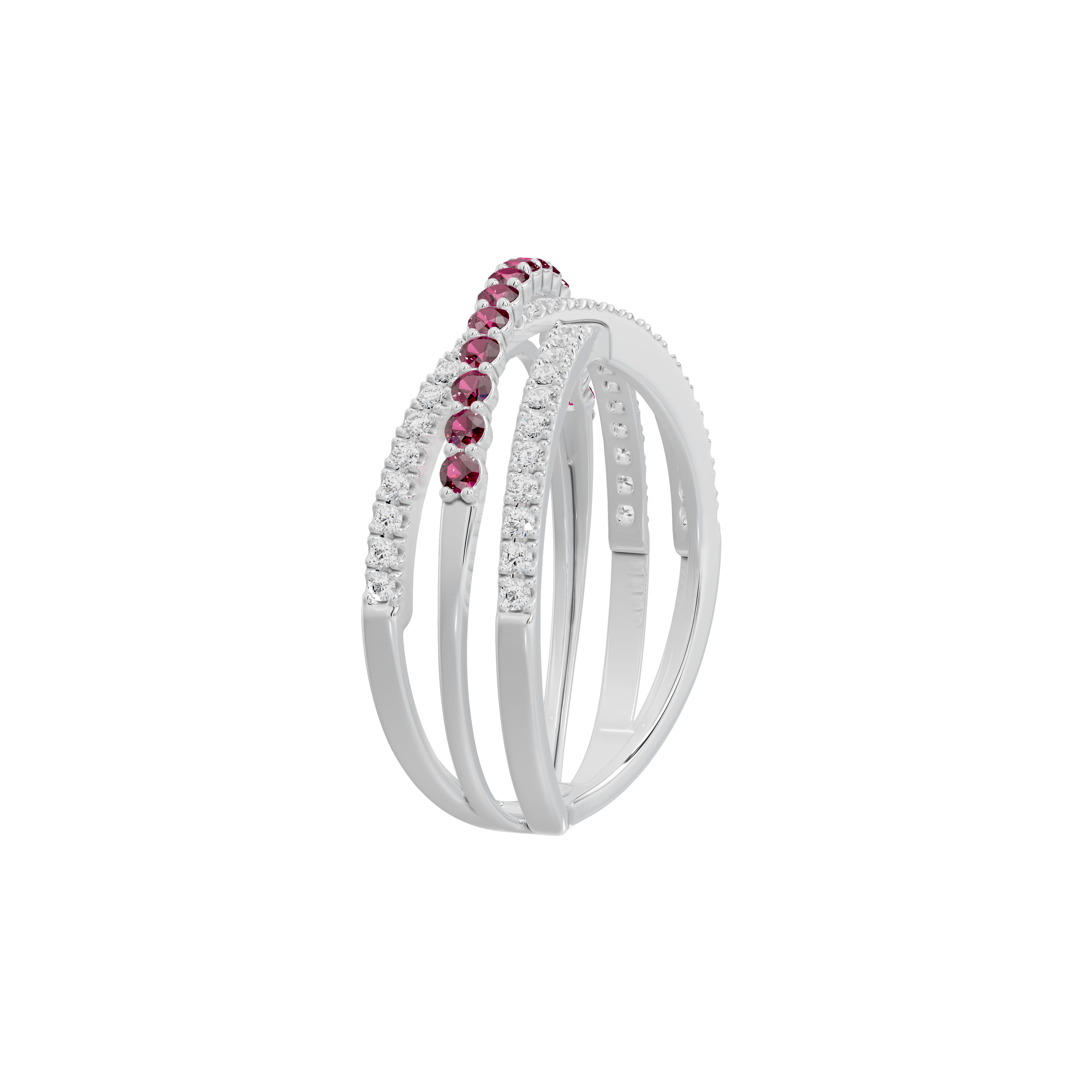 Ruby Parallel Band - Lab Diamond Ring