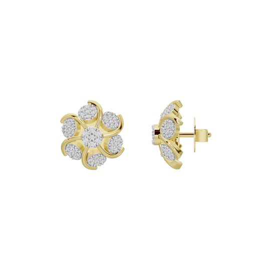 Yellow gold vermeil lab diamond cluster earrings with push-back closure
