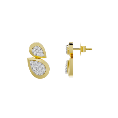 Yellow gold vermeil lab diamond earrings with stud back and teardrop pavé drops