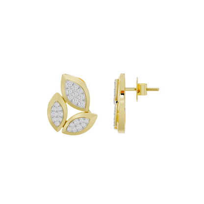 Yellow gold vermeil lab diamond earrings with hinge post backs, petal cluster